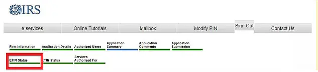 IRS Main menu