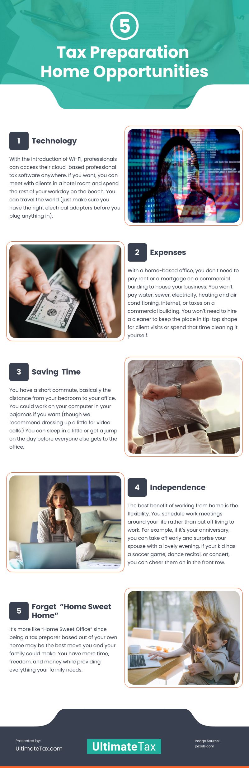 5 Tax Preparation Home Opportunities Infographic