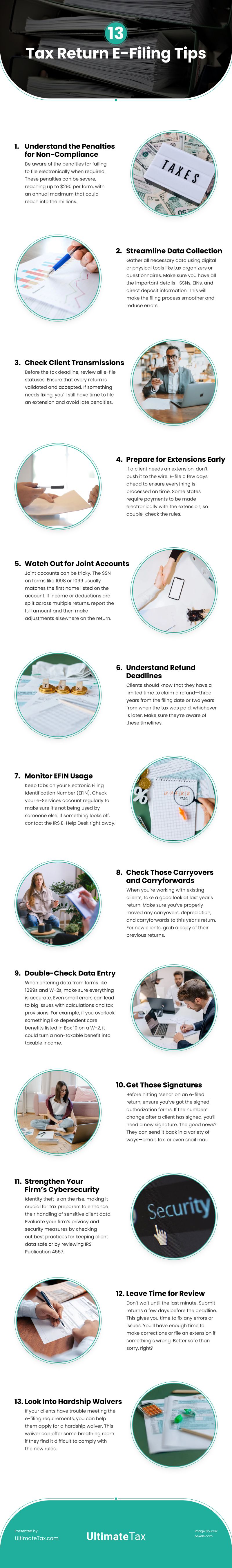 13 Tax-Return E-Filing Tips Infographic