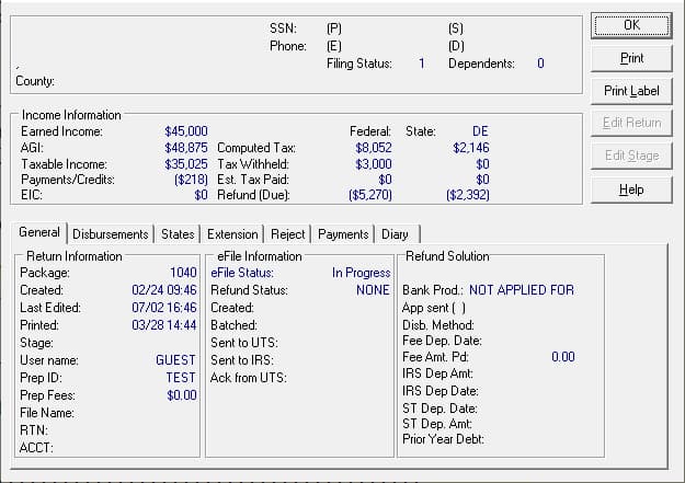 Return Status information