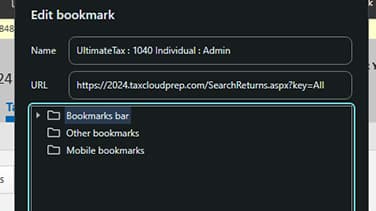 Bookmarks UltimateTax