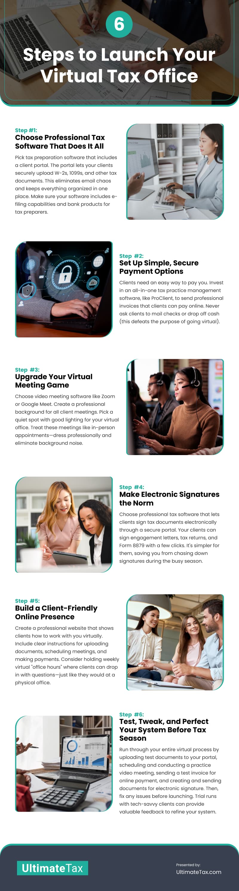 6 Steps to Launch Your Virtual Tax Office Infographic