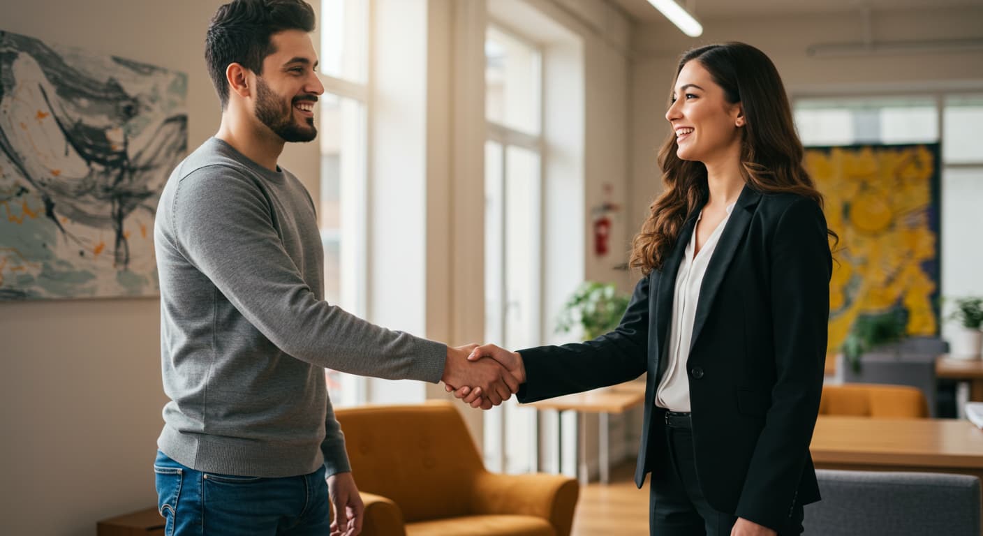 Tax professional shaking hands with a client