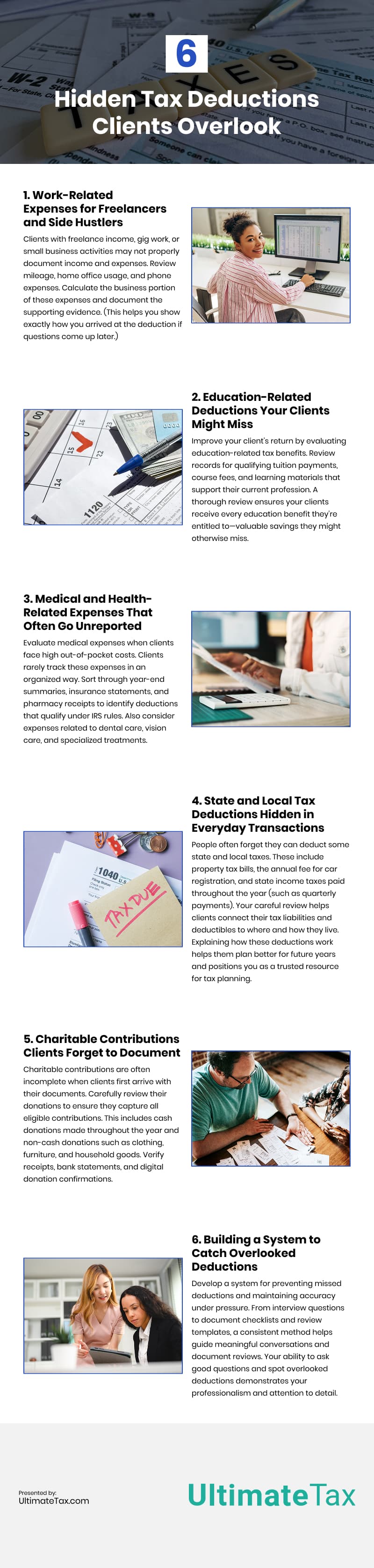 6 Hidden Tax Deductions Clients Overlook Infographic 6 Hidden Tax Deductions Clients Overlook Infographic